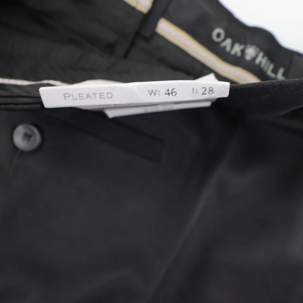 NEW Oak Hill Mens‎ Black Microfiber Pleated Dress Pants 46x28 Wrinkle Resistant